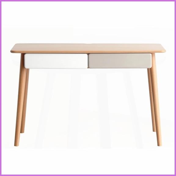 47'' Solid European Beech Home Office Desk with 2 Drawers, Space-Saving for Small Spaces & Scratch-Resistant
