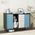 thumbnail image 1 of 47" Storage Cabinet with Doors and 2 Drawers, Modern Accent Cabinet with  2 Open Storage Compartment, Sideboard Buffet Cabinet for Kitchen, Dining Room, Blue, 1 of 9