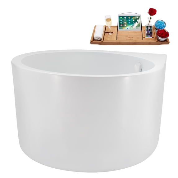 47" Streamline N5060WH Soaking Freestanding Tub and Tray With Internal Drain in Glossy White