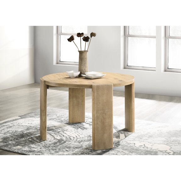 47" Table In Oak Finish, Solid Wood, Adds Character To Room Dining Rubberwood, Stable And