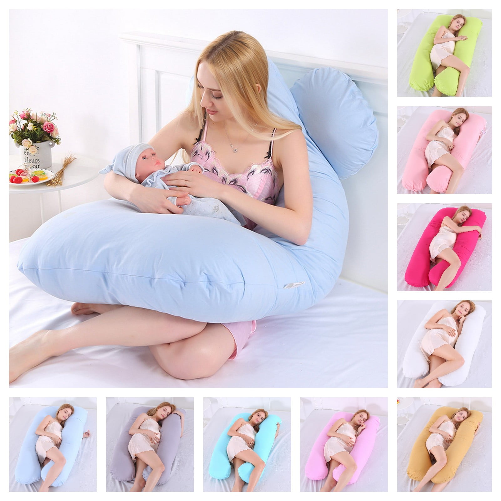 47" U Shaped Pillow, Total Body Support Pillow for Pregnancy Hypoallergenic, Comfortable Maternity Body Painting, Memory Foam Pillows for Pregnant Women, Supports Back, Hips, Legs & Belly