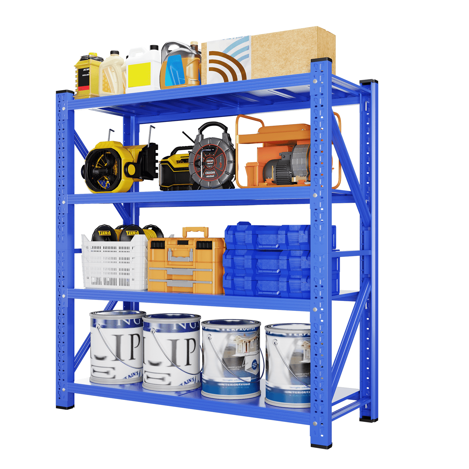 47" W Garage Shelving 3000LBS Garage Shelving Heavy Duty 4-Tier Metal Storage Shelves Adjustable Shelf Unit for Basement Warehouse 47.3" W x 23.7" D x 78.7" H Blue