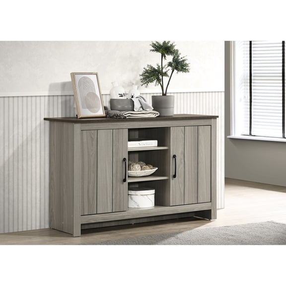 47"W Gray Oak, Tip - over Restraint | Store and Display in Entry Hall | Safe and Attractive Furniture
