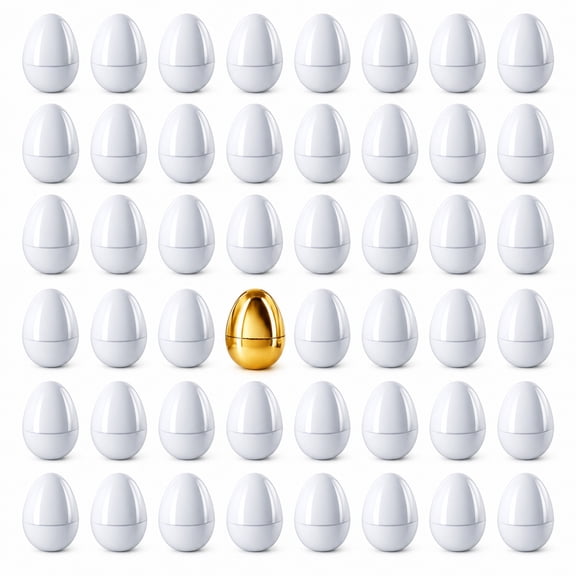 48 Fillable Easter Eggs with Gold Prize Egg Hinged Plastic Egg Hunt Set