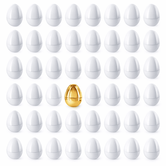 48 Pack Fillable Easter Eggs with Gold Prize Egg Hinged Plastic Egg Hunt Set for Kids Candy Toy Fillers