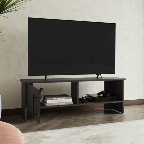 47" Wide, Dark Walnut - Built - in Cable Holes for Organization - Primary Living Space - Durable TV Stand
