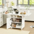 thumbnail image 1 of 47" Wood Folding Dining Table with storage rack and cabinet, Removable Entryway Table with 6 Wheels, White Marble Color Kitchen Island, Side Table and Coffee Table Versatile Table Space Saving, 1 of 8