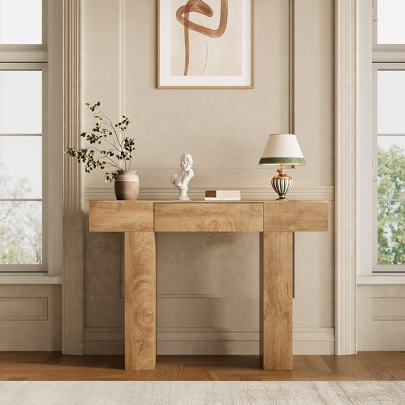 47" Wooden Console Table with Drawer, Industrial Farmhouse Sofa Table for Entryway, Behind Couch, Rustic Rectangular Foyer Table for Living Room