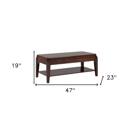 47" X 23" X 19" Walnut Coffee Table With Lift Top