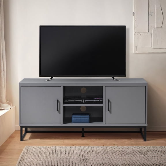 47 in. Grey Wood TV Stand with 2 Storage Cabinets Fits TV's up to 50 in.