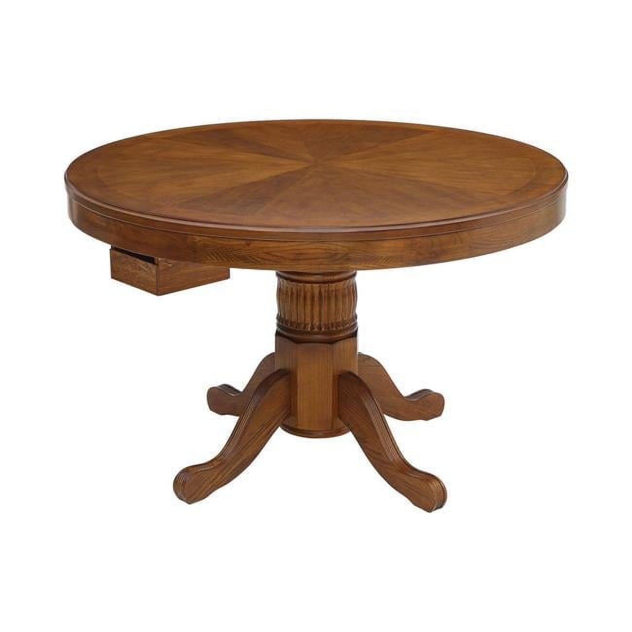 47 Inch Round Oak Brown Poker and Dining Table
