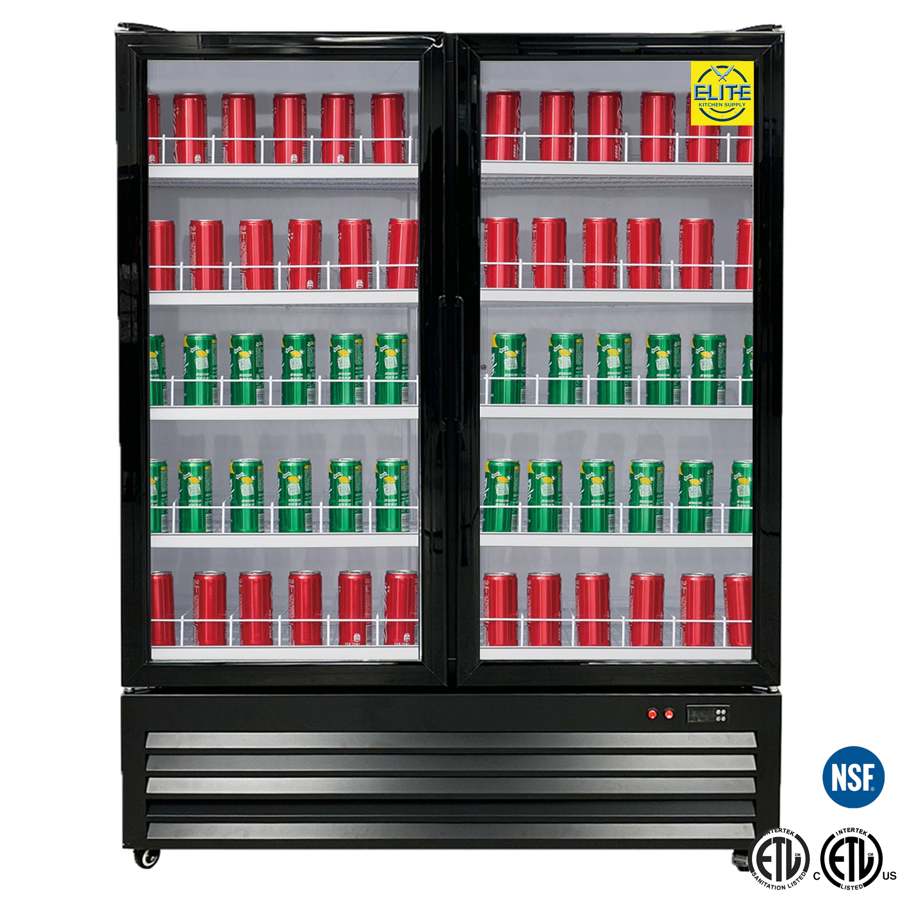 47 in. Two-Door Merchandiser Commercial Refrigerator 21 Cu.Ft. Berverage Display Glass Door Cooler