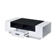 thumbnail image 1 of 47 in. White & Black Rectangular Coffee Table with Drawer & Three Shelves, 1 of 1
