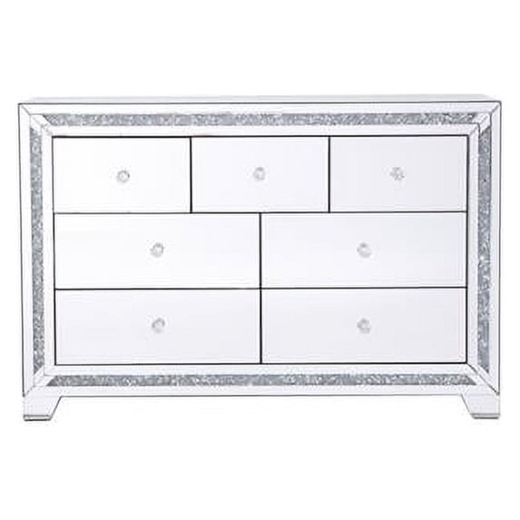 47 in. silver crystal mirrored 7 drawer cabinet