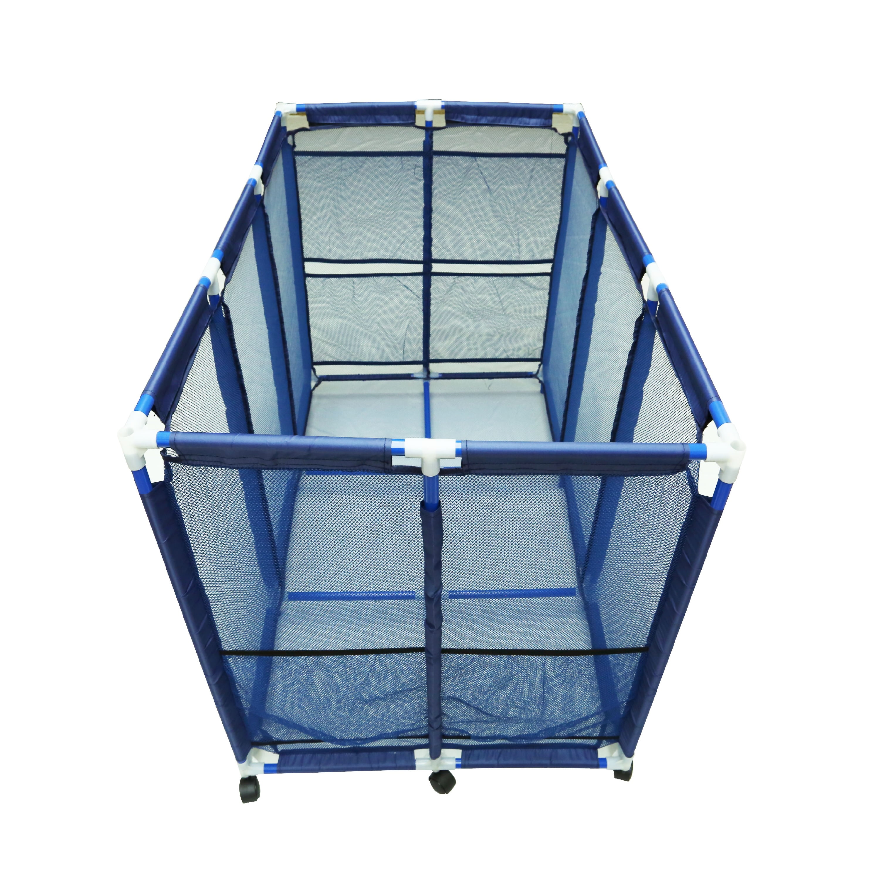 Blue Mesh Outdoor Pool Storage Organizer Cart with Plastic Frame
