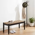 thumbnail image 1 of 47-inch Acacia Wood Entryway Bench with Woven Seagrass Seat, Indoor Hallway or Bedroom Bench (Black), 1 of 9
