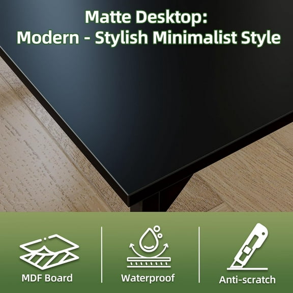 47 inch Computer Desk, Home Office Desk Study Writing Kid Table, Simple PC Gaming Desk, Adjustable Feet, Black