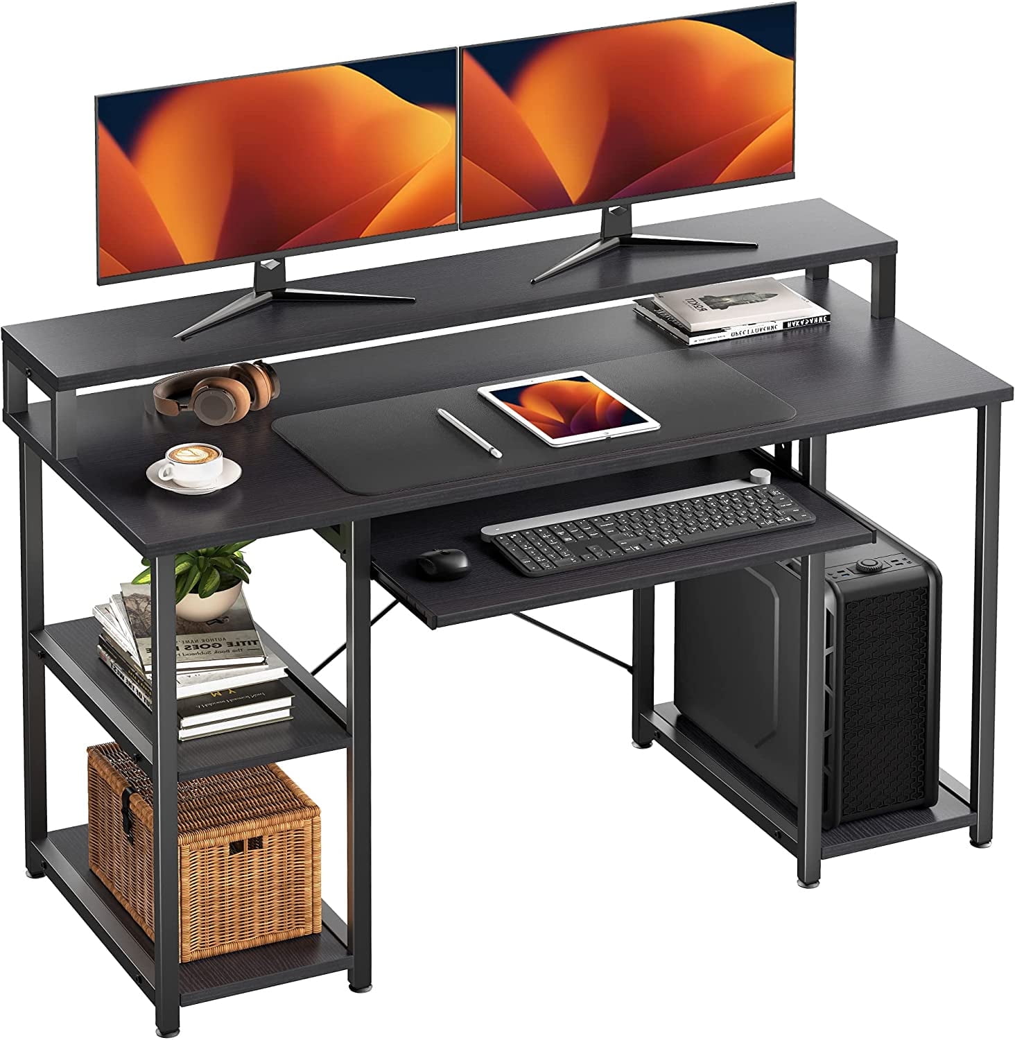 SUNLEI Computer Desk 47 inch Home Office Desks, Gaming Writing Desk Large  Work Desk Study Workstation, Laptop Stand for Desk, Simple Assembly, Steel