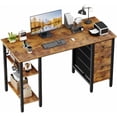thumbnail image 1 of 47 inch Desk with 4 Drawers & Storage Shelves, Writing Work Study Computer Desk for Home Office Bedroom, Modern Simple Student PC Desks Table, Rustic Brown, 1 of 8