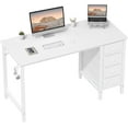 thumbnail image 1 of 47 inch Desk Fabric Drawers - White Office Vanity Modern Cute PC Writing White Desk with Storage for Bedroom Home Office Computer Desks for Girls Teens Childrens, 1 of 8