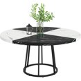 47 inch Dining Table for 4 People, Round Dinner Tables with Faux Marble