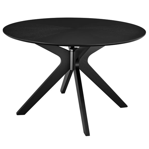 47 inch Dining Table, Round, Black, Wood, Kitchen Cafe Bistro Hospitality Restaurant, Modern Contemporary, HB37010