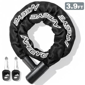 Apecyc 3.9FT Heavy Duty Bike Chain Lock, 8mm Security Bicycle Lock with Auto-Shutter & 2 Keys for Motorcycle, Gates, Sheds