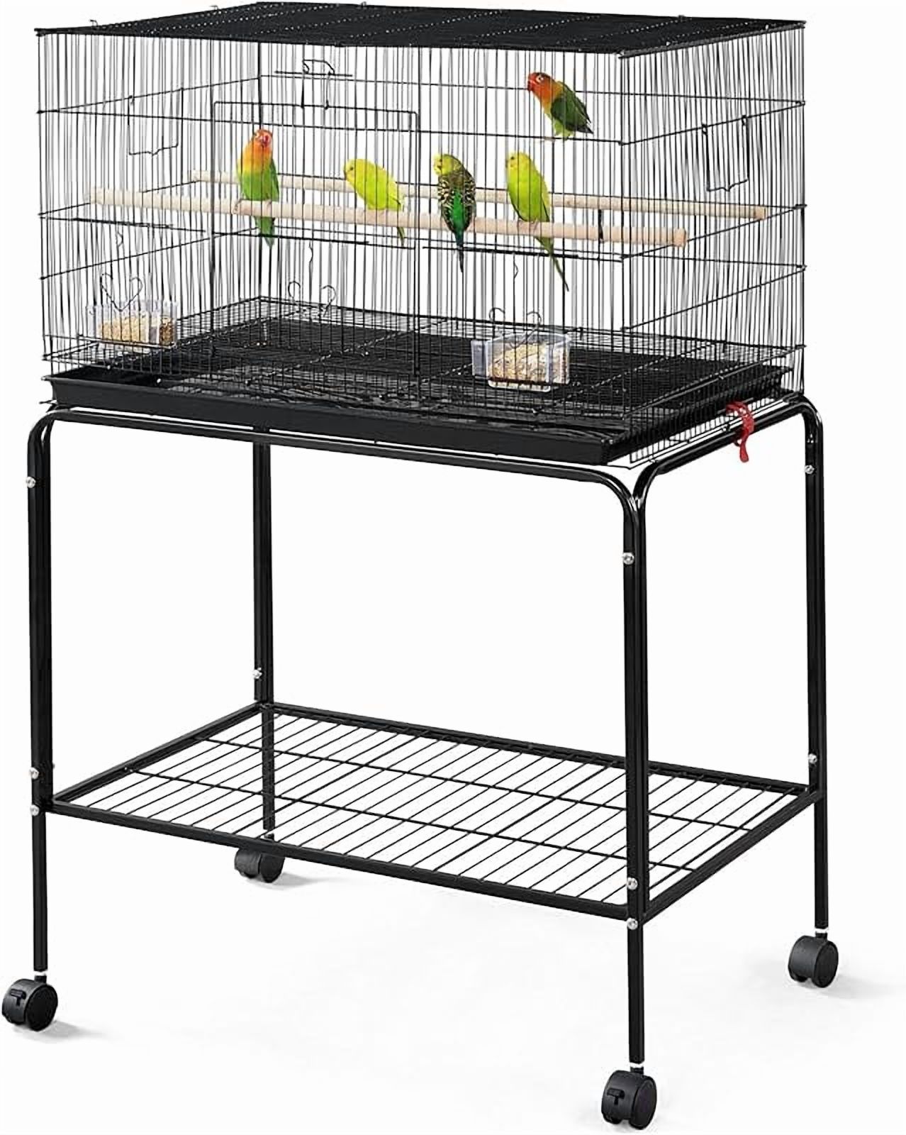 Image showcasing 47-inch Rolling Breeding Flight Bird Cages for Parakeets Budgies ...