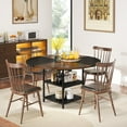 47 inch Round Dining Table with Storage Shelves, 4 People Circle Dinner