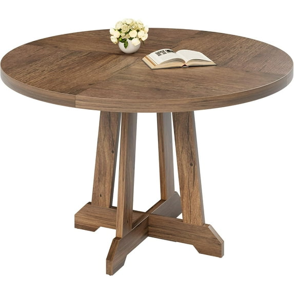 47 inch Round Dining Table for 4-6 People, Kitchen Table, Wood Circle Table, Farmhouse Dining Room Table for Kitchen (Only Table)