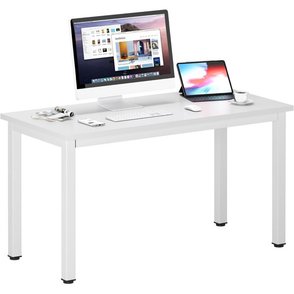 47 inches Medium Computer Desk, Home Composite Wood Board Desk, Decent and Steady Home Office School Desk/Workstation/Table, BS1-120WW White and White Legs, 1 Pack