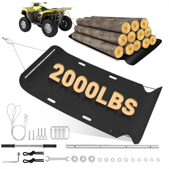 47'' x 110'' Large Yard Drag Sled, 1/8 HDPE Thickened 2000 Lbs Capacity Heavy Duty Multipurpose Utility Sled with Pull Cables, Drag Mat for Lawn Tractor, Easy to Assembly