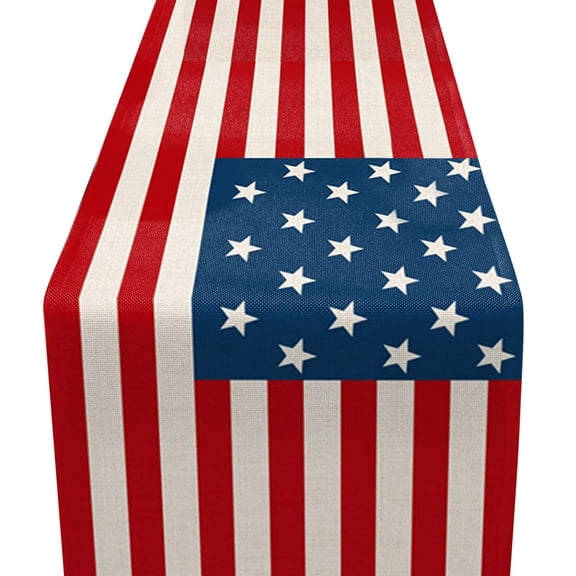 47 x 13 Inches American Flag Table Runner, Red White Blue Stars and Stripes Patriotic Runner for 4th of July, Memorial Day, Veterans Day, and Independence Day Tabletop Kitchen Decorations