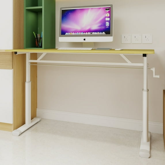47"x 23" Adjustable Study Desk for Teens & Adults, Multi-Purpose Office Desk with Round Table Corner and Wide Foot Stand, Home Office Desk, Compact Design, Natural