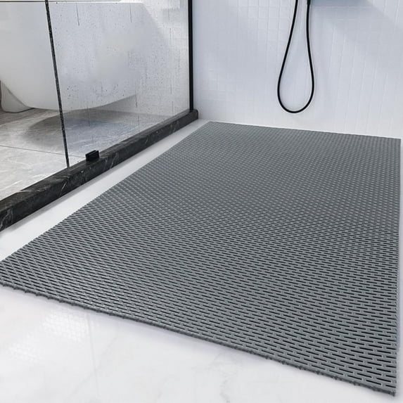 47"x32" Gray Extra Large PVC Shower Mat – Non-Slip Quick-Drying Mat for Shower Stall, Tub & Bathroom Accessories