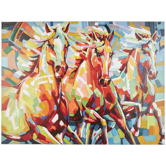 47" x 36" Abstract Paint Splatter Unframed Horse Wall Art with Abstract Paint Stroke Design, by DecMode