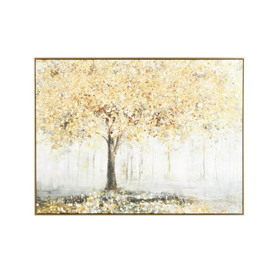 47" x 36" Paint Splatter Forest Landscape Framed Wall Art, by DecMode