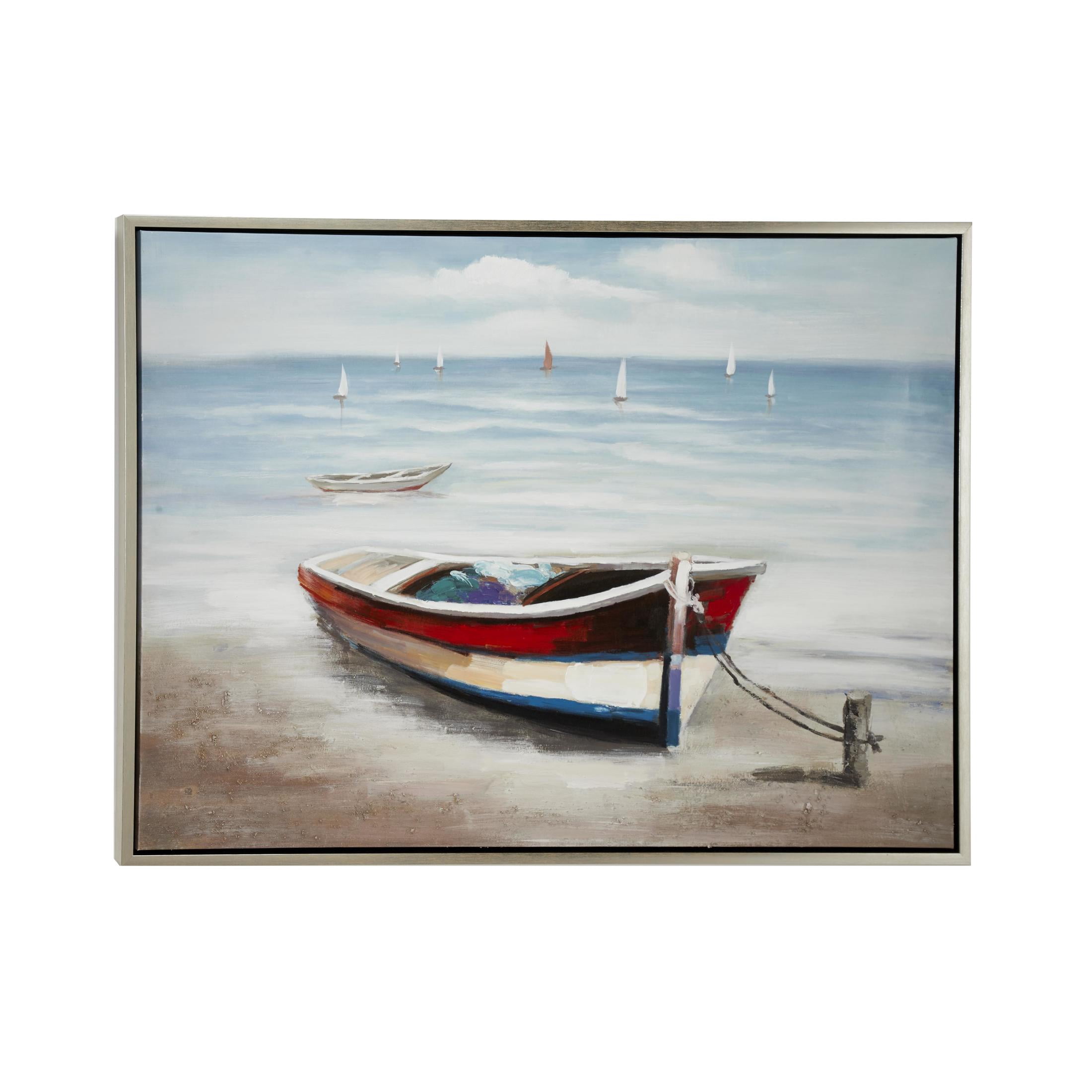 47" x 36" Sail Boat Framed Wall Art with Silver Frame, by DecMode