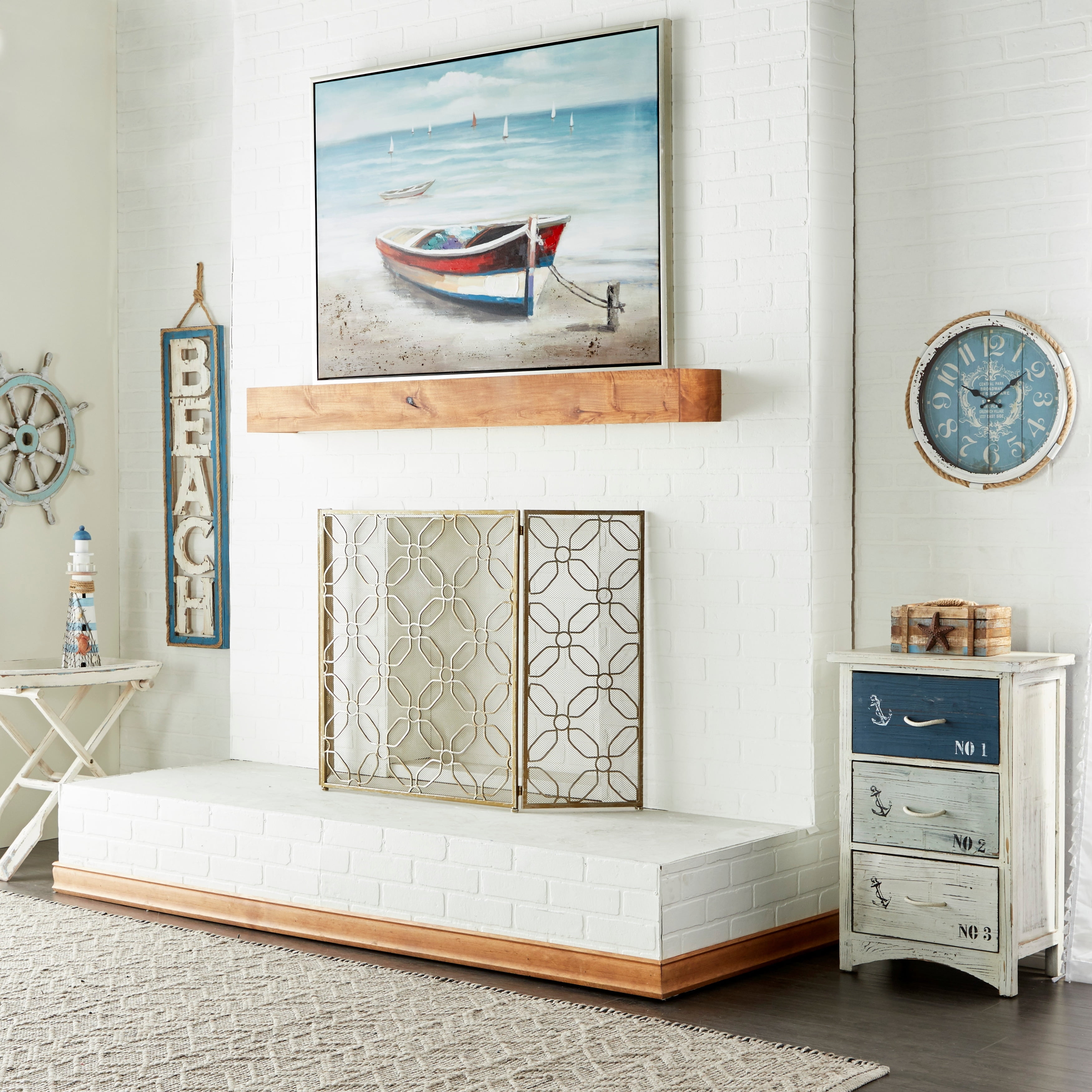Multi Colored Nautical Acrylic Canvas Framed Wall Art