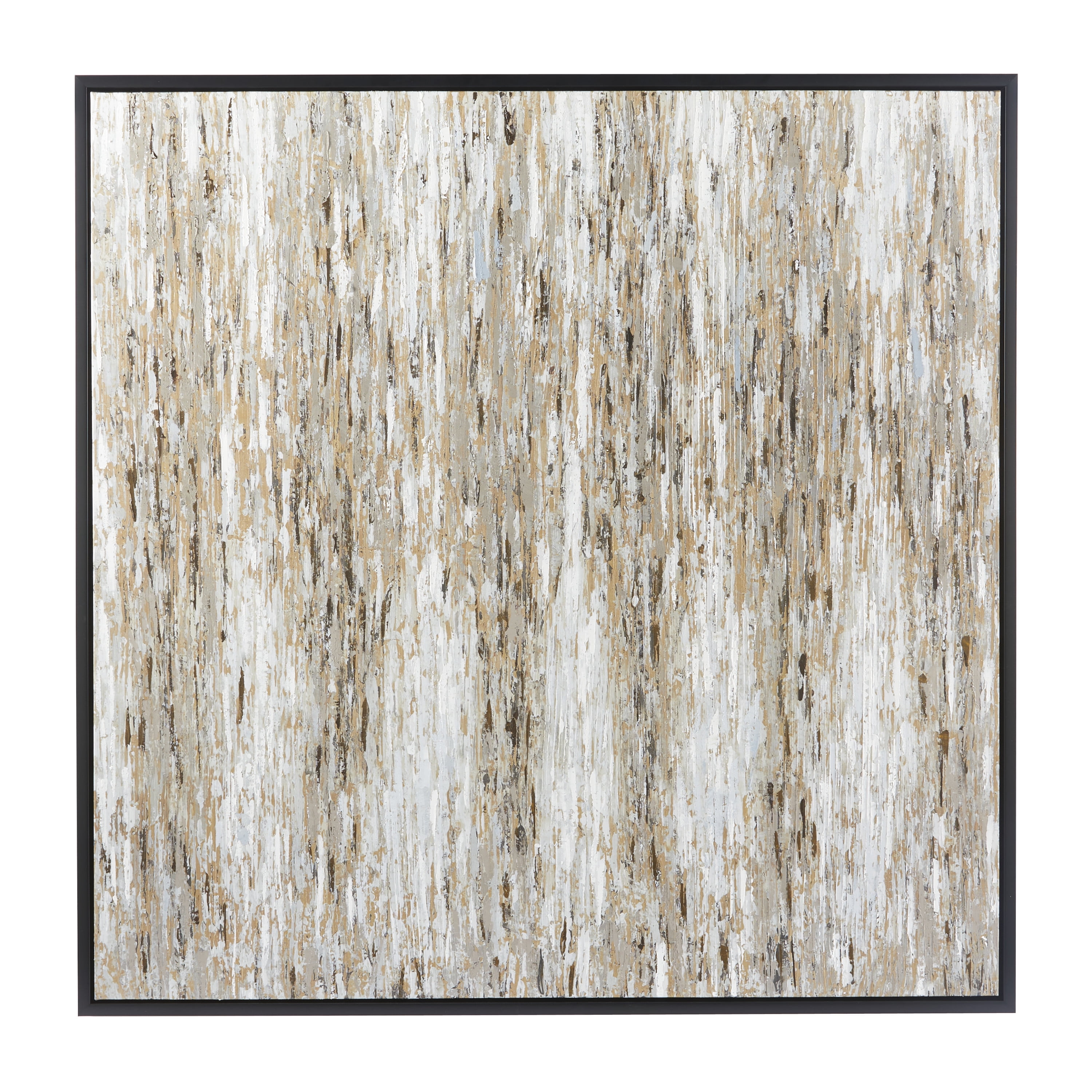 47" x 47" White and Beige Abstract Canvas Art with Black Frame