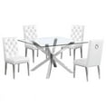 thumbnail image 1 of 47" x 47" Clear Glass 5pc Dining Set with Silver Stainless Steel, 1 of 4