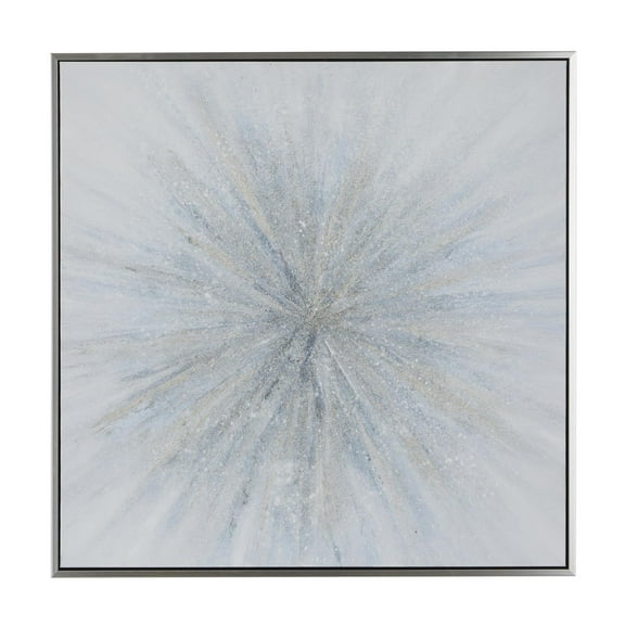 47" x 47" Radial Starburst Framed Wall Art with Silver Frame, by DecMode