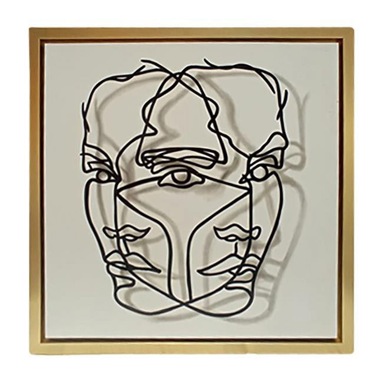 47" x 47" Gold Framed Hand-Painted Face Illusion Wall Art