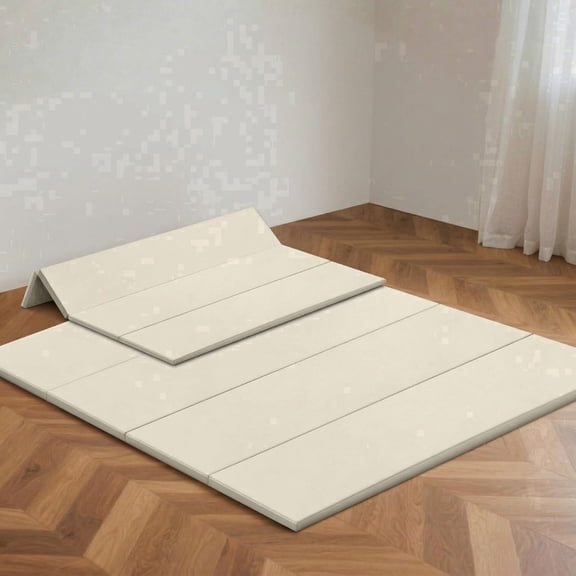 47" x 47" x 1.2" Foldable Baby Play Mat, Waterproof Foam Crawling & Tummy Time Mat, Thick Soft Playmat for Indoor Outdoor Use,Beige