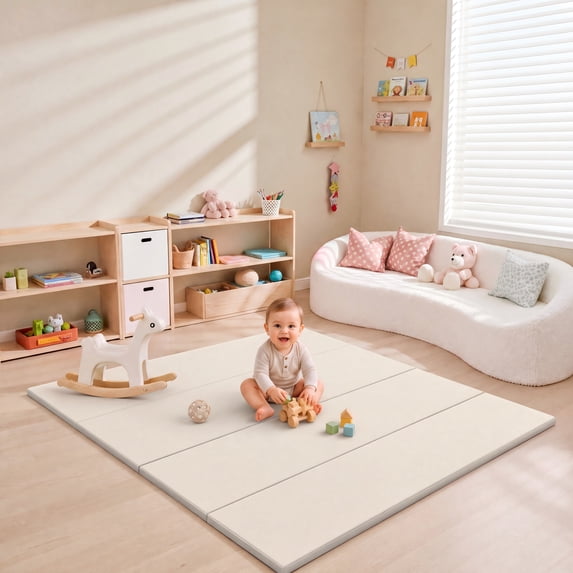 47" x 47" x 1.2" Foldable Baby Playmat Tummy Time Mat for Infant