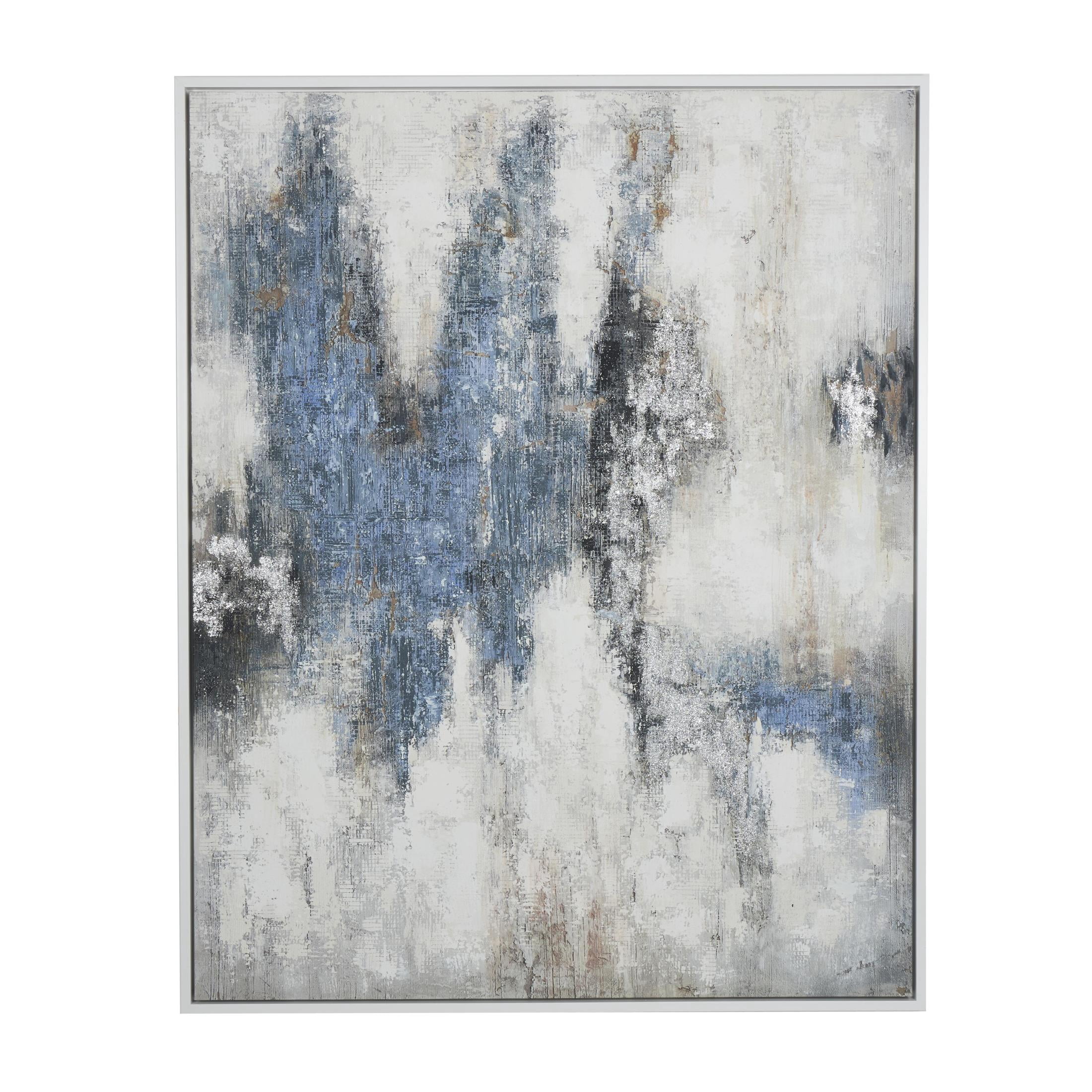 47" x 59" Abstract Framed Wall Art with Silver Foil Accents, by DecMode