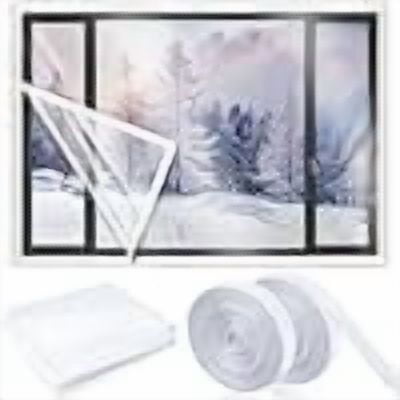 47 x 63 Inch Window Insulation Kit Cuttable Transparent Film with Adhesive Straps Reusable Window Plastic for Patio Winterizing Thicken Warm Winter Waterproof Attic Insulation Cover