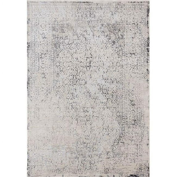 47" x 63" Bone Polyester Accent Rug