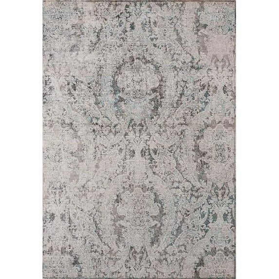 47" x 63" Turquoise Polyester Accent Rug