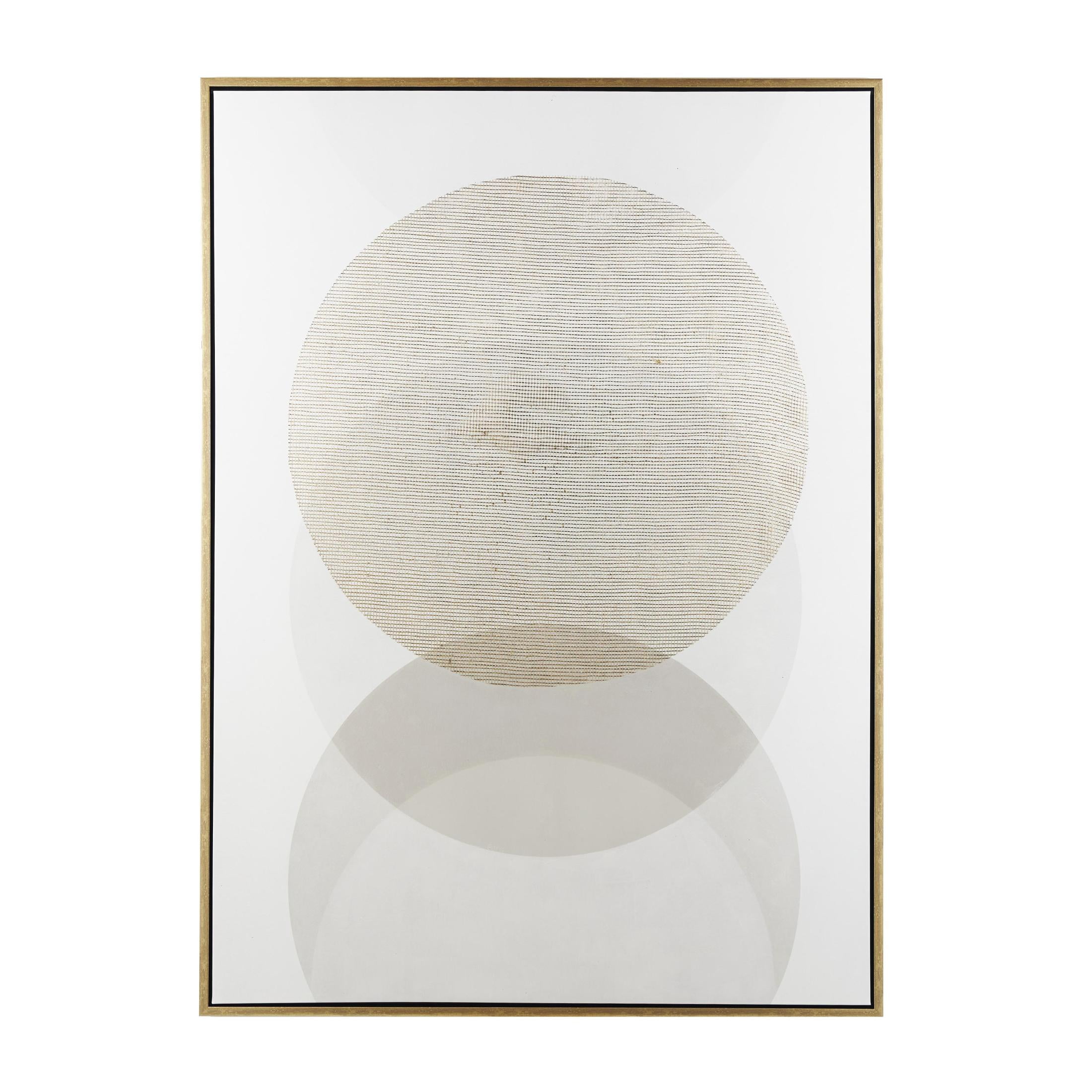 47" x 65" Overlapping Circle Geometric Framed Wall Art with Gold Grid Details, by DecMode